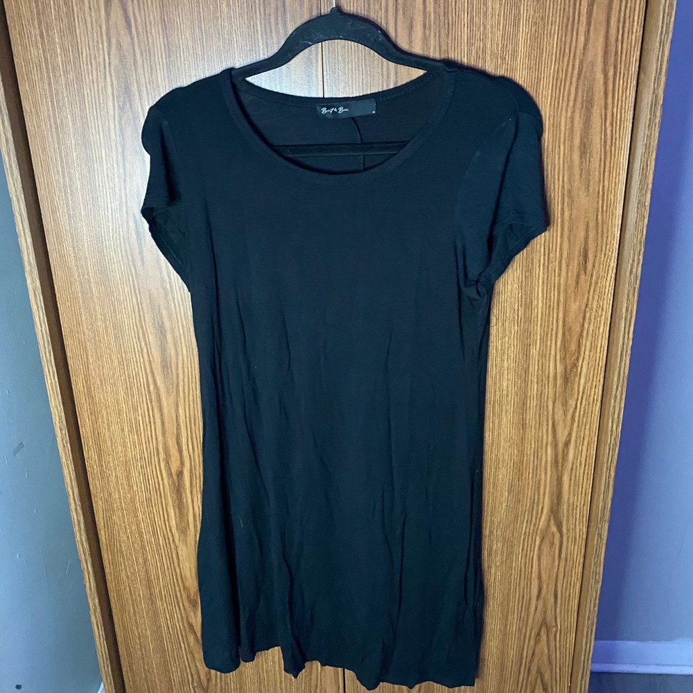 Brit & Bri T-Shirt Dress Womens Medium Black Short Sleeve Casual Mini Scoop Neck